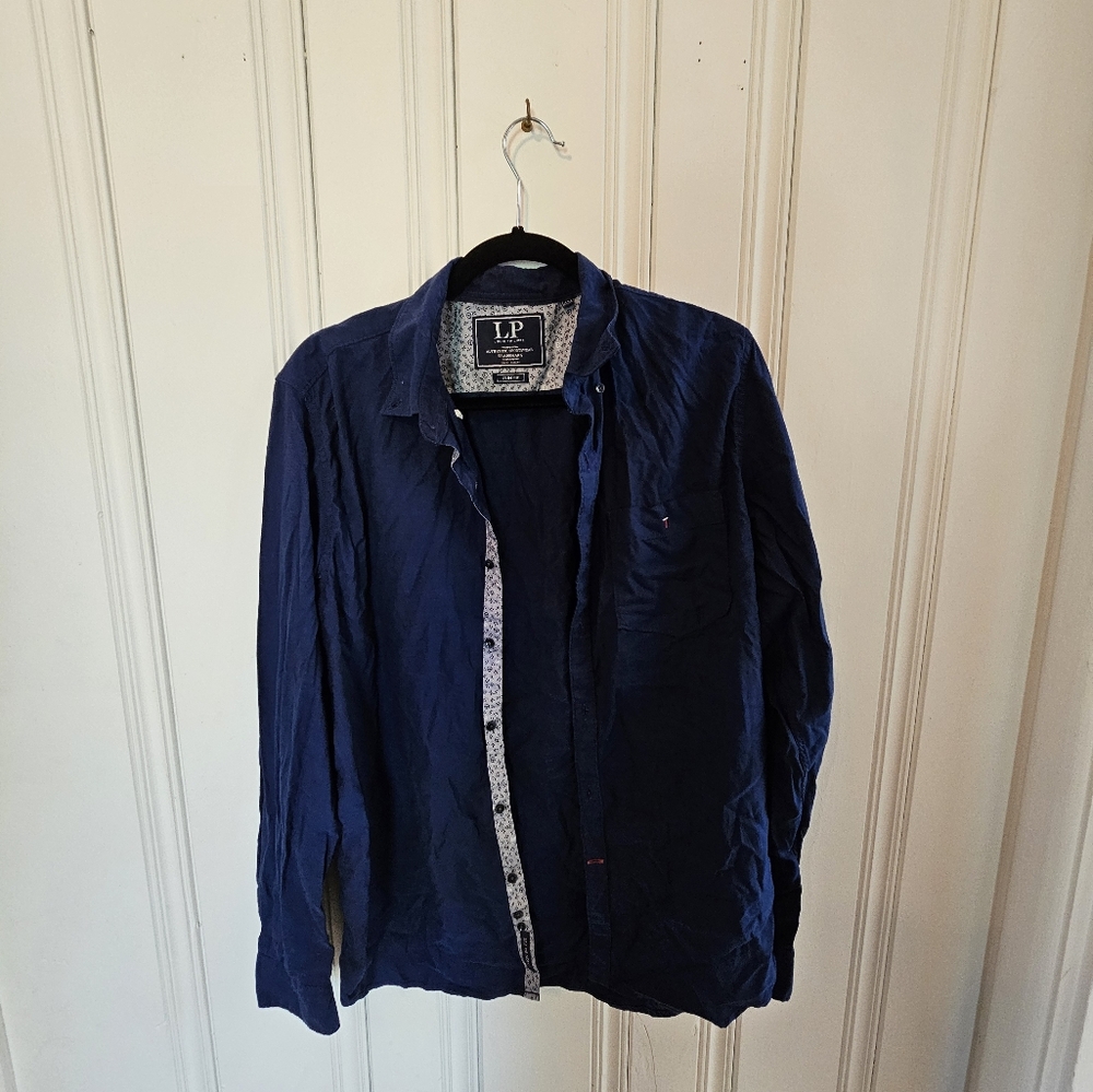 Used Medium Men's Blue Louis Philipe Slim Fit Dress Shirt